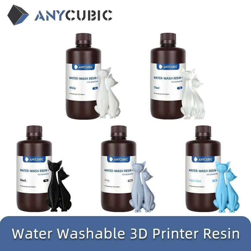 راتينج غسيل الماء ANYCUBIC + لطابعة LCD ثلاثية الأبعاد قابلة للغسل بالماء دقة عالية منخفضة الرائحة منخفضة اللزوجة مواد طباعة ثلاثية الأبعاد