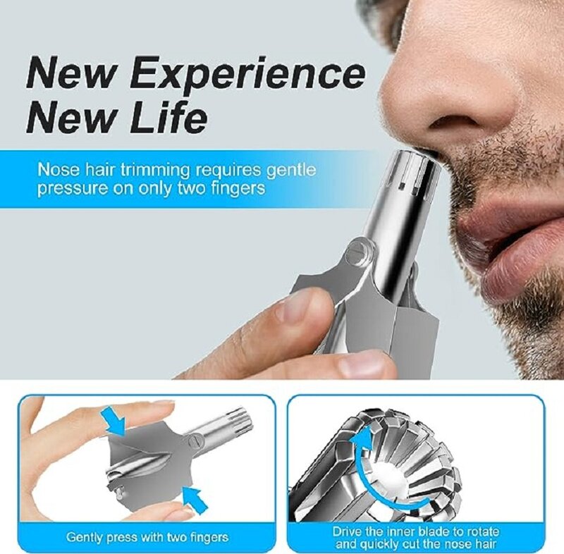 المحمولة الفولاذ المقاوم للصدأ الأنف الشعر المتقلب ، ماكينة حلاقة يدوية ، مناسبة للشعر الأنف ، الحلاقة قابل للغسل ، الرجال ، 1 مجموعة
