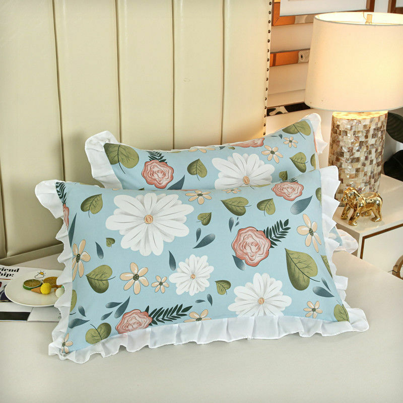 Floral Ruffled Pillow Cases Soft Comfortable Household Bedroom Decorative Pillows Cover Removable Skin-friendly Pillowcase Ins