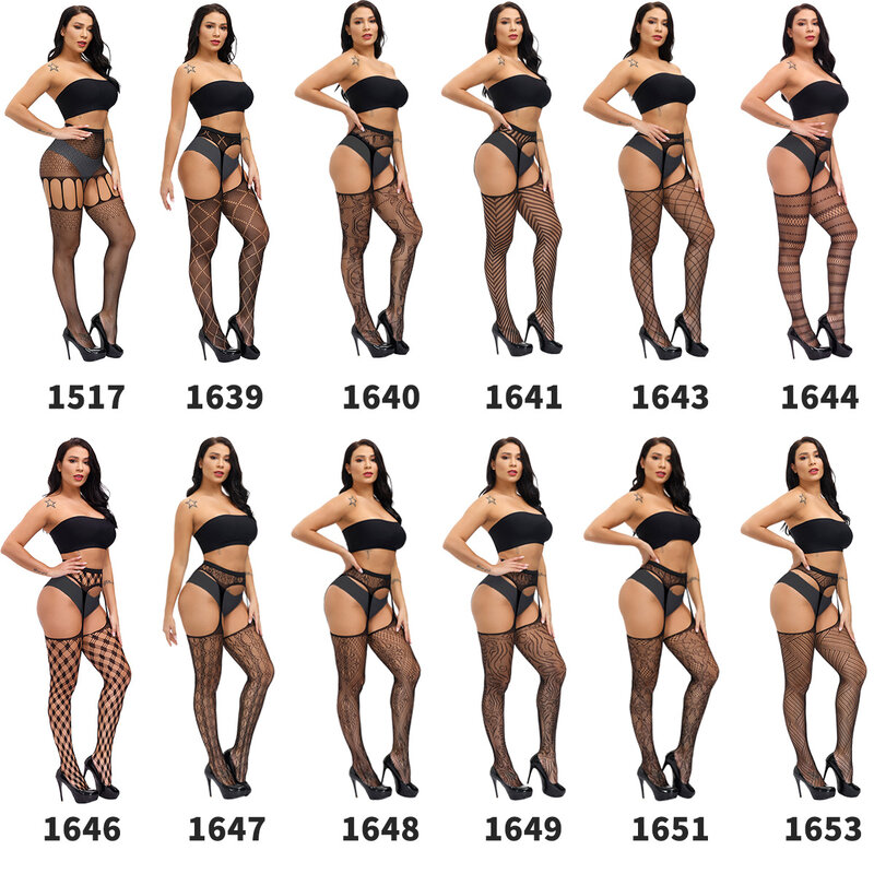 Women Sexy Body Stocking Garter Belt Stocking Sexy Fishnet Thigh High Tights Suspender Pantyhose Lace Lingerie Female 2022