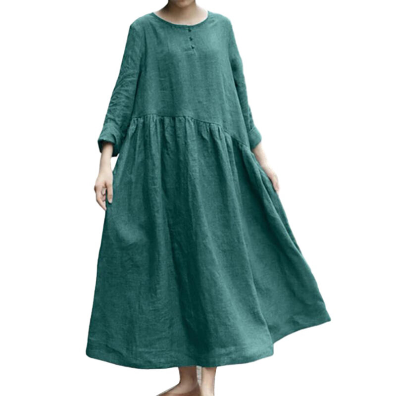 فستان نسائي كاجوال فضفاض بأكمام طويلة مع جيب ، فستان رياضي كبير الحجم ، أنيق برقبة دائرية ، أحمر ، أخضر ، أسود ، متر ، مقاس 3XL