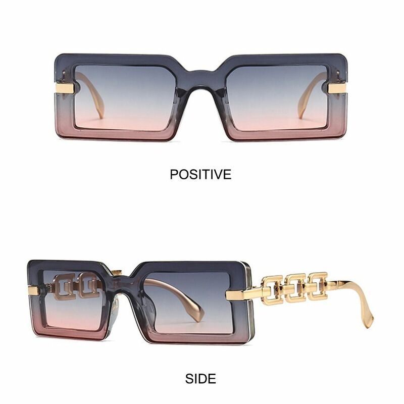 نظارات شمسية مربعة بظلال متدرجة للنساء والرجال ، نظارات شمسية ، ملابس الشارع للسفر على الشاطئ ، عتيقة ، فاخرة ، إطار سلسلة حديث ، UV400