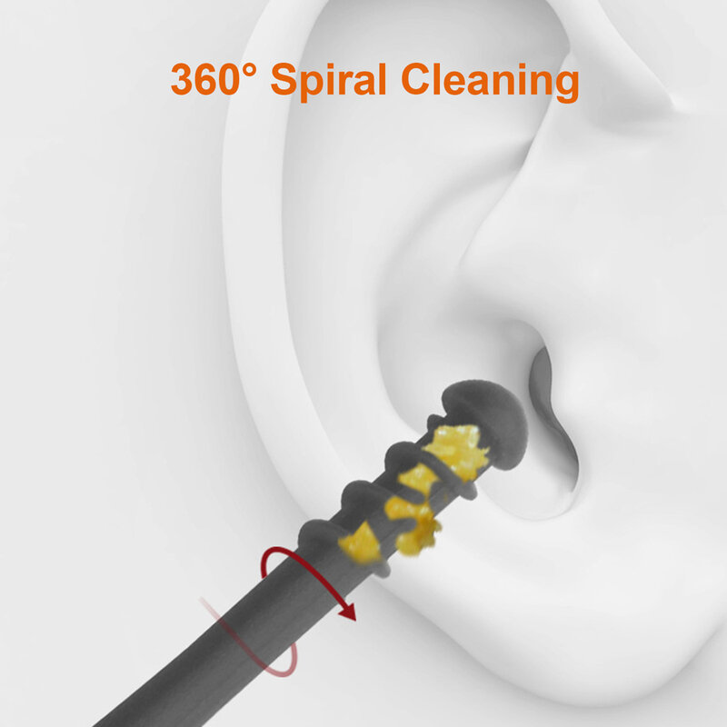 عصي الأذن المزدوجة الرأس ، أداة العناية بالأذن ، إزالة شمع الأذن ، ملعقة ، معدة الأذن ، مسحة حلزونية °