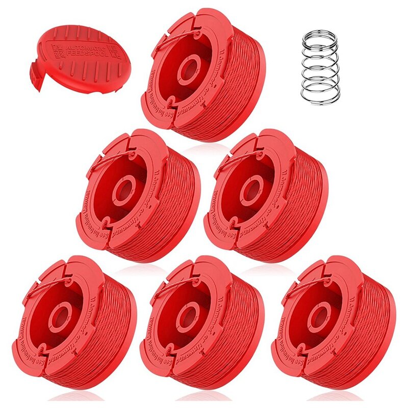 بلاستيك أحمر متوافق مع نماذج حرفية ، بكرة ، غطاء واحد ، 1 ربيع ، CMZST080 ، CMZST0803 ، 6 خطوط ، 1 ربيع