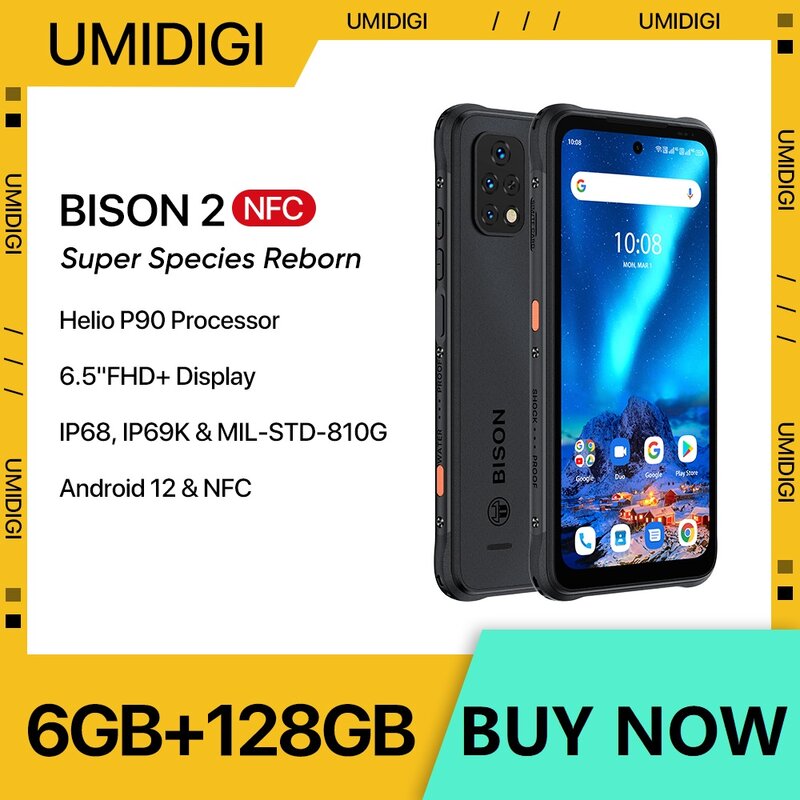 UMIDIGI بيسون 2 سلسلة الهاتف وعرة ، 128GB 256GB ، أندرويد 12 الهاتف الذكي ، هيليو P90 6.5 "FHD + 48MP كاميرا ، مقاوم للماء الهاتف الخليوي