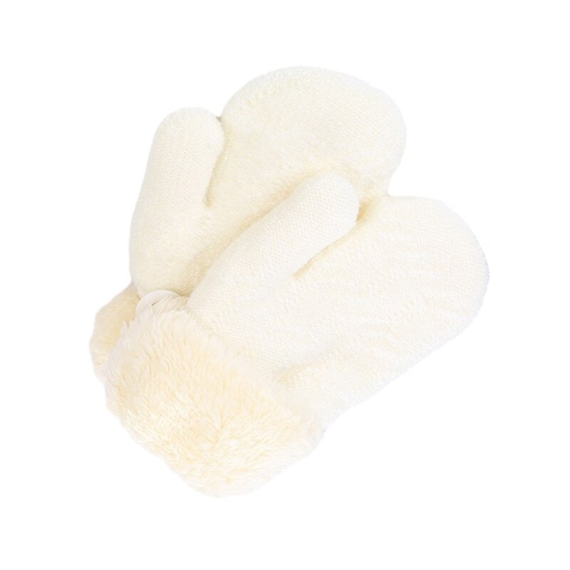 97BE 1 زوج قفازات بدون أصابع للأطفال الرضع الصغار بلون سميك قفازات دافئة ناعمة للأنشطة الشتوية الخارجية