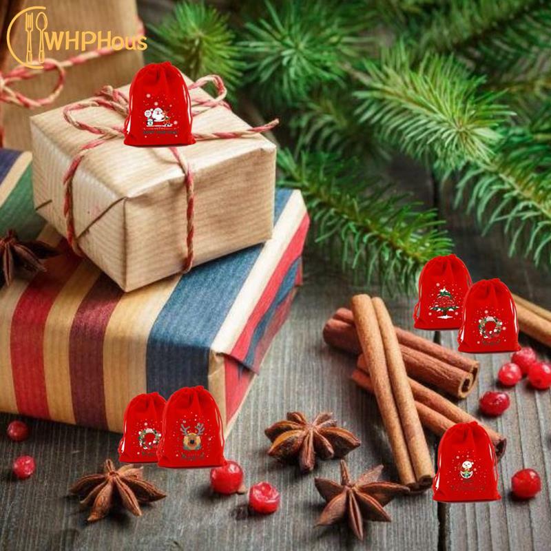 عيد ميلاد سعيد الأحمر Lint كيس الحلوى مع الرباط ، هدية التعبئة والتغليف الحقيبة ، زينة عيد الميلاد ، لوازم السنة الجديدة لصالح