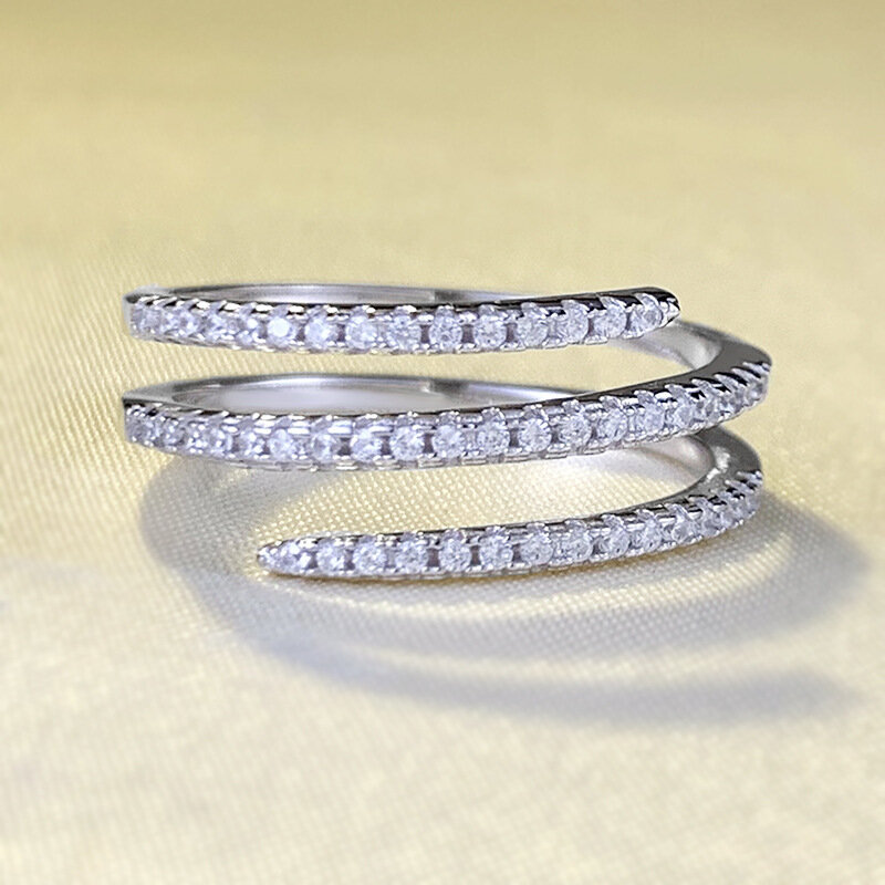 S925 خاتم تنورة دانتيل صغير فضي للنساء ، طازج ، رائج في أوروبا وأمريكا ، زركون ، تصميم أسلوب إنستغرام ، جديد ،