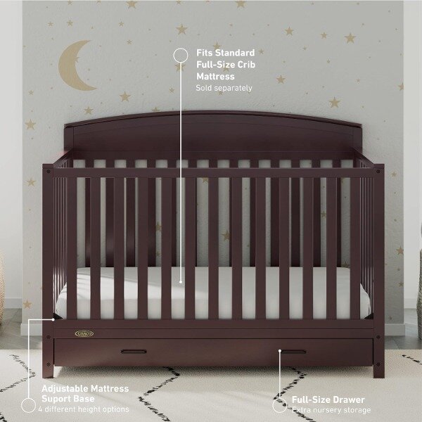 سرير جراكو بنتو قابل للتحويل ، 5 في 1 ، معتمد من الذهب الأخضر ، يتحول من سرير الطفل إلى سرير الطفل الصغير ، سرير نهاري
