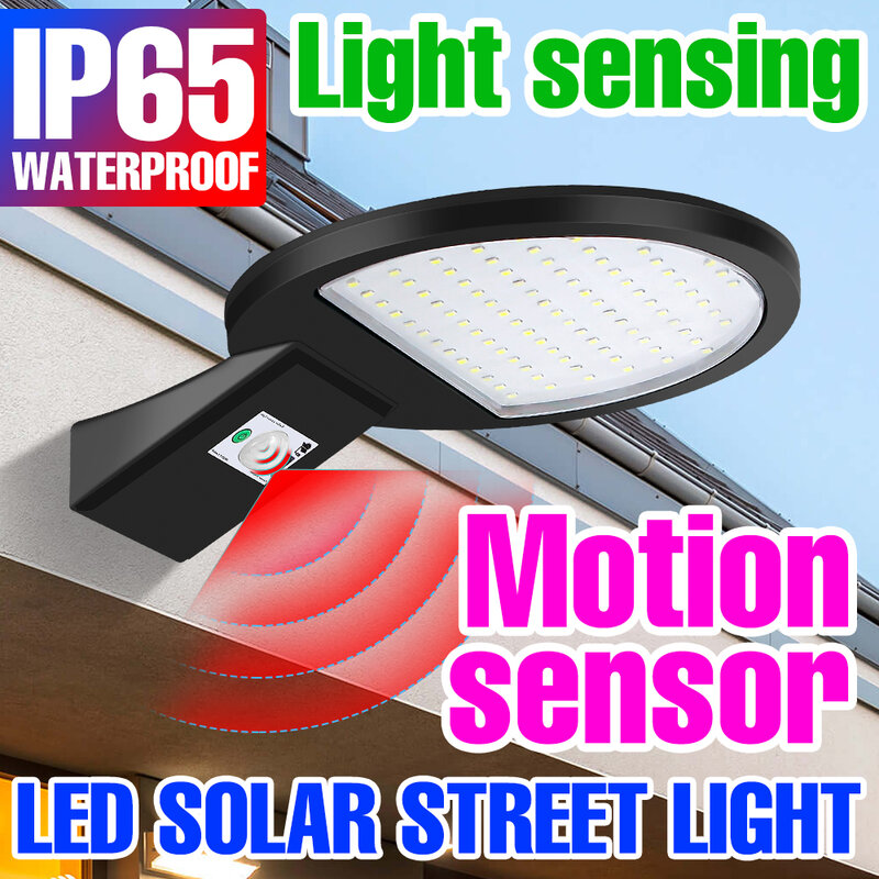 مصباح LED للشارع الشمسية الأضواء IP65 مصابيح حديقة مقاوم للماء PIR محس حركة كشافات تعمل بالطاقة الشمسية للهواء الطلق Led الجدار الخارجي مصباح