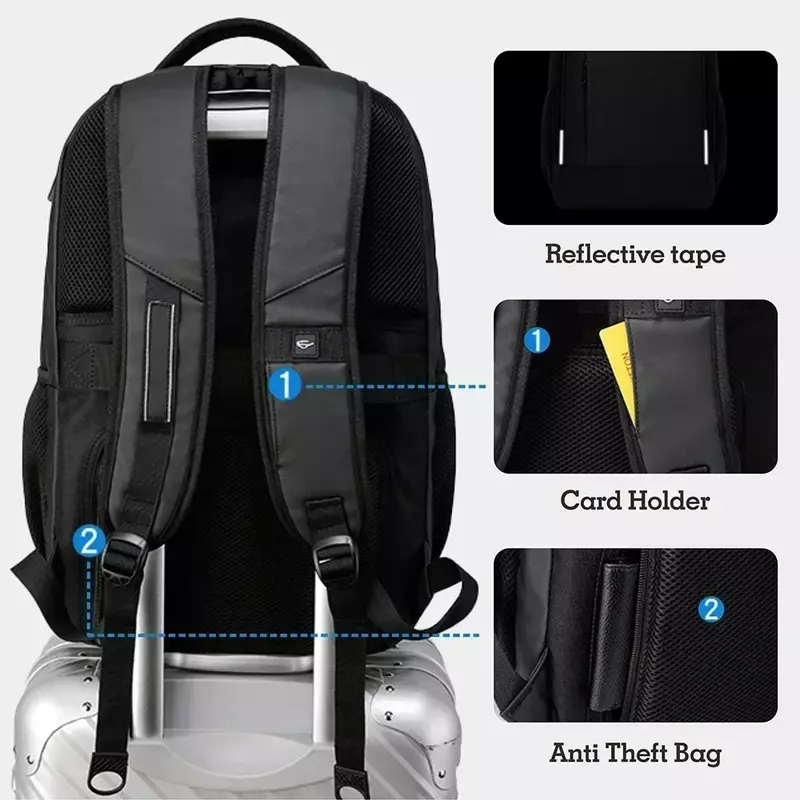 حقيبة ظهر لابتوب مقاومة للماء مضادة للسرقة USB للرجال ، حقيبة ذات سعة كبيرة ، حقيبة مدرسية عصرية ، حقيبة ظهر للسفر ، حقيبة ظهر Mochila