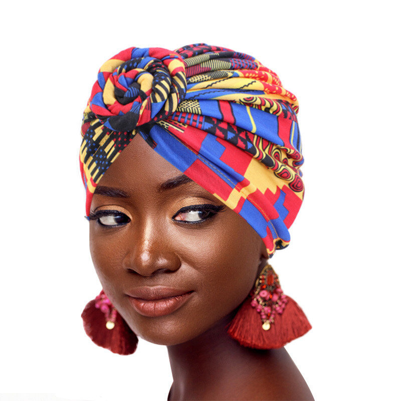 النساء التعادل عمامة قبعة البوهيمي نمط القطن الأعلى عقدة عمامة الأفريقية تويست حك السيدات اكسسوارات الشعر الهند قبعة قبعة الكيميائية