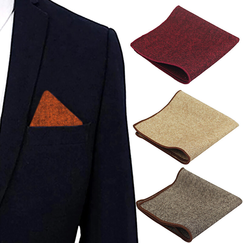 جيب صوف مربع هانكر للرجال ، بدلة مربعة ، منديل جيب أحادي اللون ، موضة ، 23x23cm