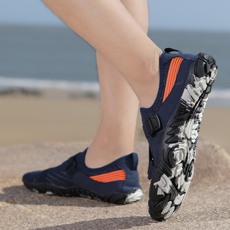 حذاء رجالي للشاطئ يسمح بالتهوية أحذية مائية للخروج غير قابلة للانزلاق سريع الجفاف حذاء رياضي حافي القدمين للسباحة والغطس والتنزه والصيد والخوض