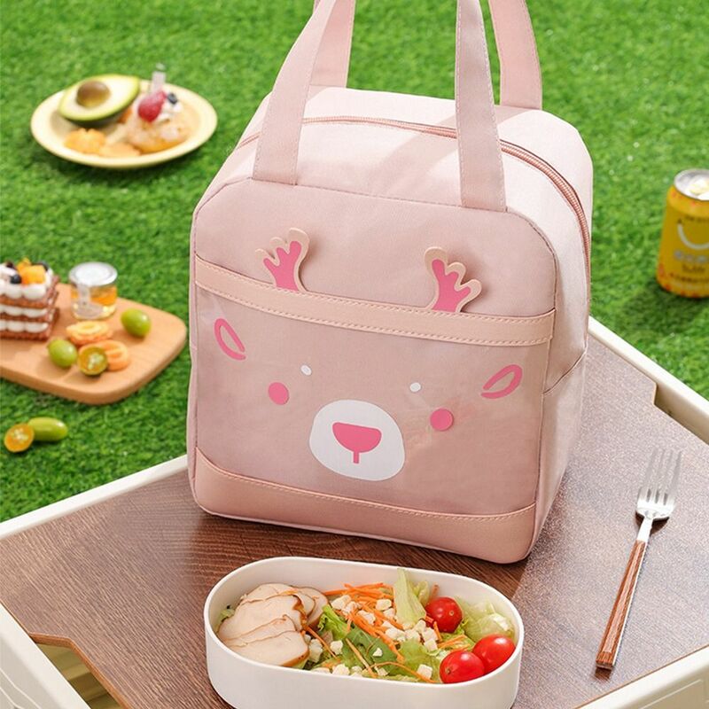 حقيبة غداء غزلان كرتونية ، صندوق تبريد الحيوانات ، حقيبة حمل عازلة من قماش الثور ، حقائب يد للطعام