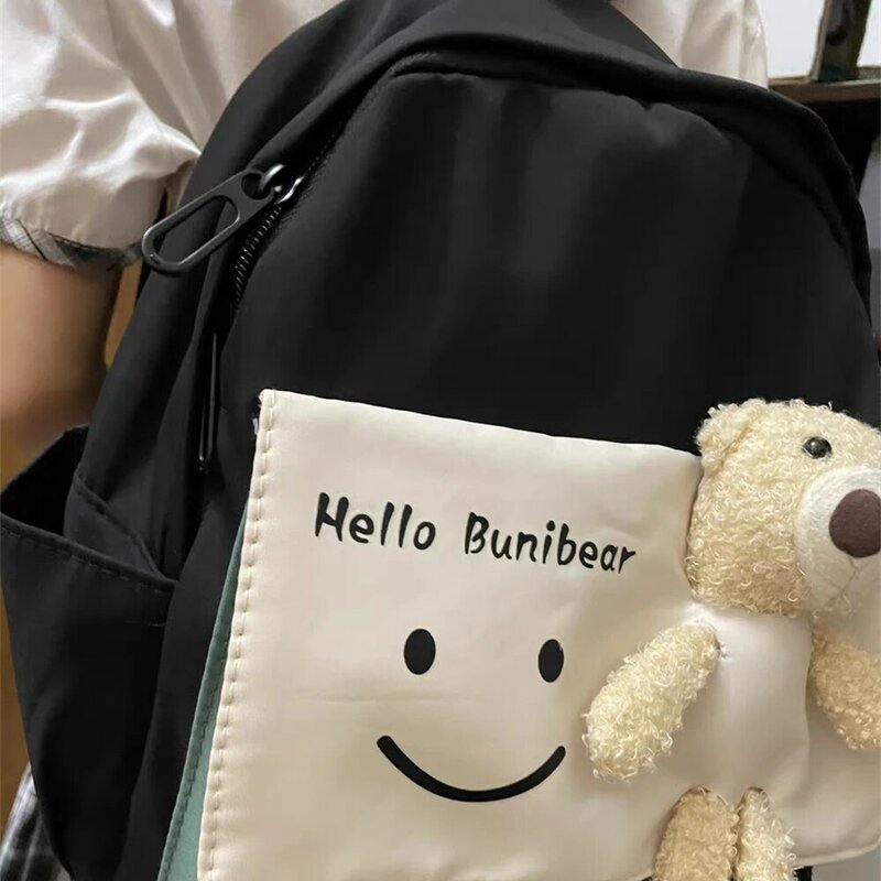 حقيبة ظهر رياض الأطفال مع اسم مخصص للأطفال ، الدب الكرتون لطيف ، على ظهره للبنين والبنات ، والأزياء المدرسية الابتدائية ، وأكياس الكتب