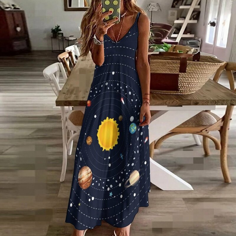 جديد الكواكب من النظام الشمسي 2 بلا أكمام فستان فساتين نسائية