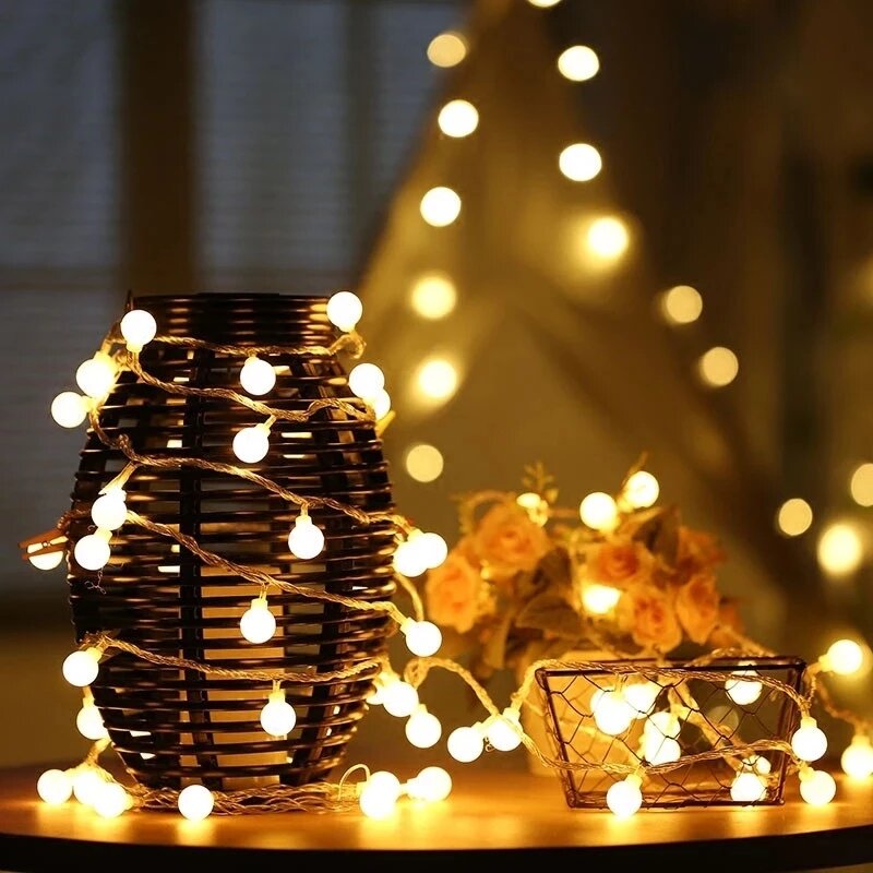شجرة عيد الميلاد الكرة LED ضوء سلسلة ، الجنية الخفيفة ، حفلة عيد الميلاد ، المنزل ، الزفاف ، حديقة ، إكليل الديكور ، 10 المصابيح