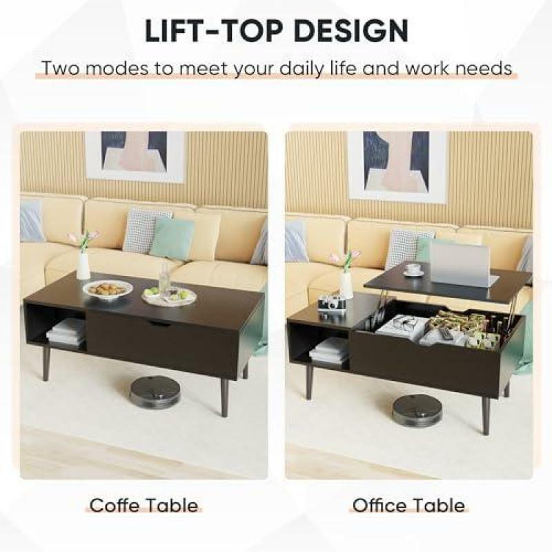 طاولة قهوة خشبية مرتفعة على الطاولة ، رف تخزين وحجرة مخفية ، مناسبة لغرفة المعيشة ، شقة ، كلاسيكية