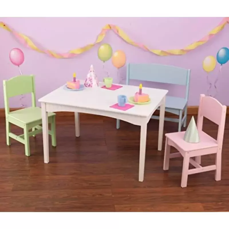 طاولة دراسة خشبية من الباستيل للأطفال ، كرسي وطاولة أطفال متعددة الألوان ، هدية للأعمار من 3 إلى 8 سنوات