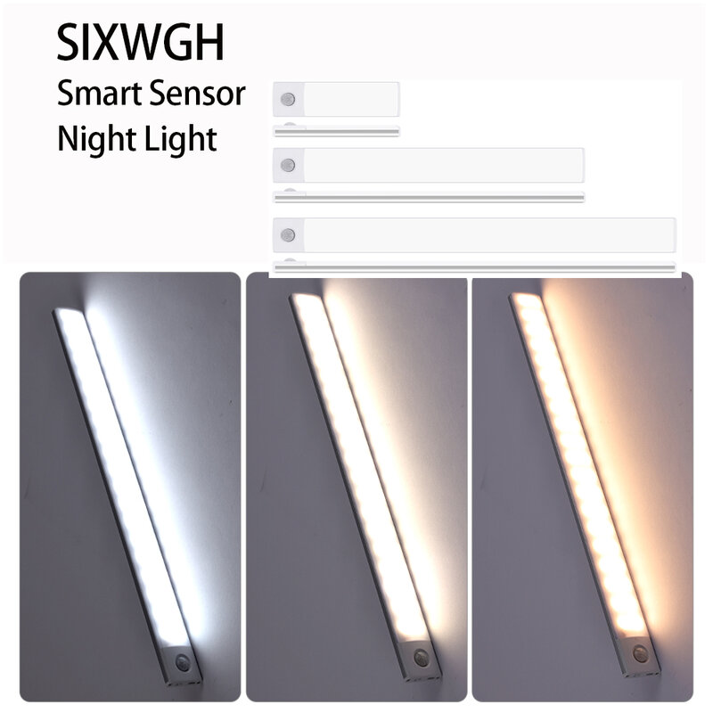 ستة wgh-لاسلكي PIR الاستشعار LED ضوء الليل الذكية ، المحمولة كاشف مصباح لمجلس الوزراء ، ديكور غرفة نوم ، خزانة ، المنزل