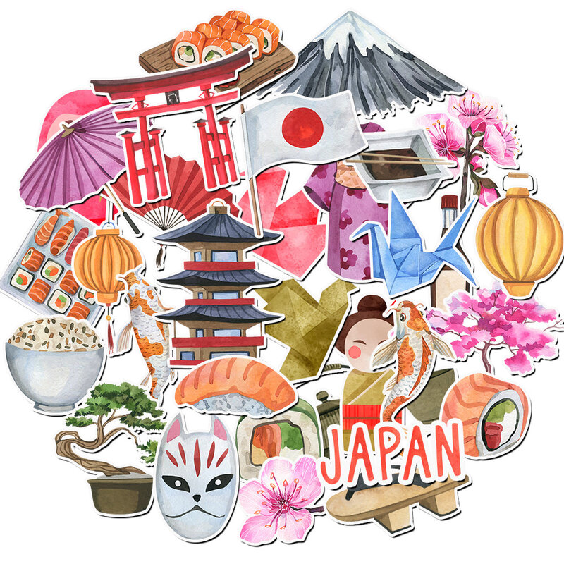 مجموعة من 32 استكشاف اليابان مع ملصقات السفر مذهلة لدينا-مثالية لسكرابوكينغ ، والمجلات ، وتزيين