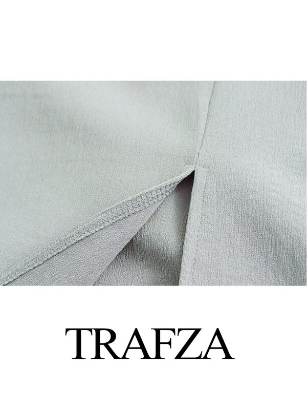 TRAFZA-تنورة طويلة مستقيمة ضيقة للنساء ، ملابس الشارع النسائية ، حافة شق أنيقة ، أزياء غير رسمية ، نحيفة عتيقة ، أحادية اللون ، أنيقة ، Y2K