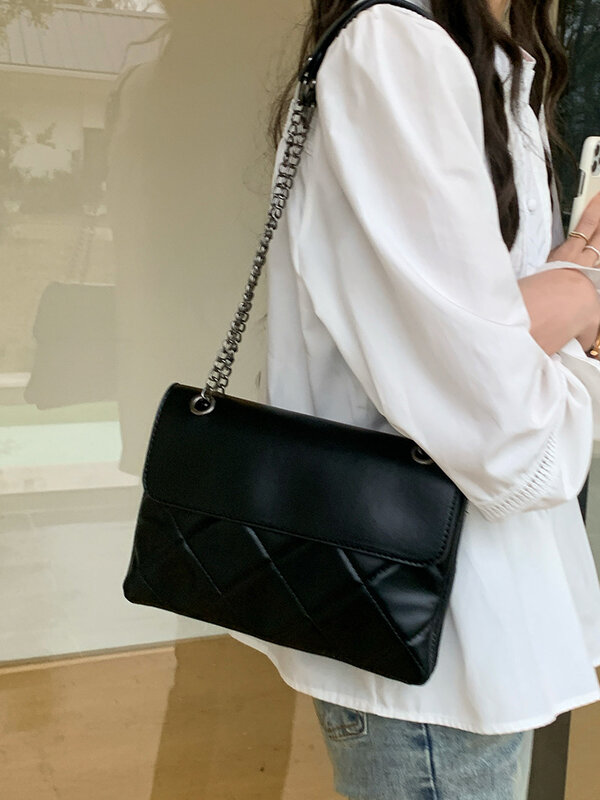 CGCBAG-حقيبة كتف مربعة بسيطة للنساء ، جلد صناعي ، حقيبة حمل صغيرة ، حقائب يد نسائية ، علامة تجارية فاخرة ، أزياء عالية الجودة