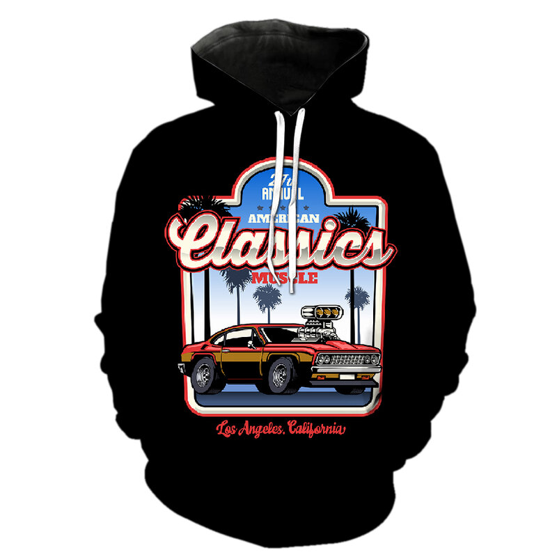 Vintage Cartoon Car Men's Hoodies Tops 3D Printed With Hood Jackets Fashion Streetwear Casual Unisex Cool 2022 Hot Sale Pullover