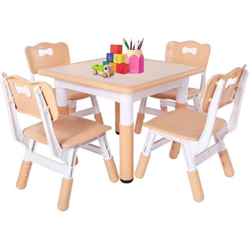 مجموعة طاولة وكرسي FUNLIO-kids قابلة للتعديل ، سهلة المسح ، طاولة الفنون والحرف اليدوية ، طفل صغير ، أعمار 3-8 ، 4