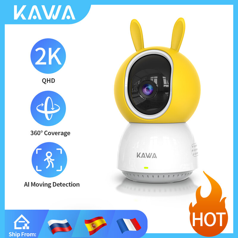 كاوا-كاميرا مراقبة فيديو داخلية ، كاميرا IP 2K ، واي فاي ، 360 ، PTZ ، CCTV المنزل الذكي ، لاسلكي ، الحيوانات الأليفة ، مسار مراقبة الطفل ، أليكسا