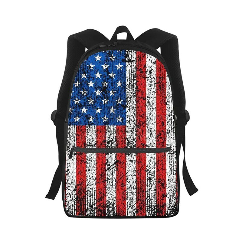 الولايات المتحدة الأمريكية العلم الرجال النساء على ظهره ثلاثية الأبعاد طباعة موضة طالب حقيبة مدرسية محمول على ظهره الاطفال السفر حقيبة الكتف