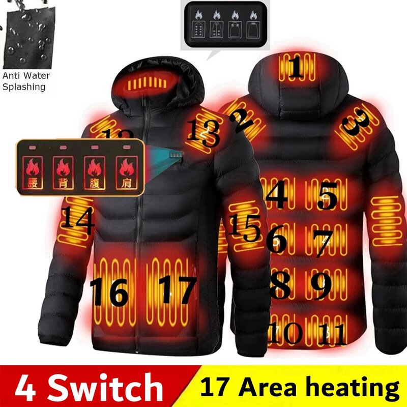 الرجال 9 مناطق سترة ساخنة USB الشتاء في الهواء الطلق التدفئة الكهربائية السترات الدافئة Sprots معطف الحرارية الملابس سترة القطن قابل للتهوية