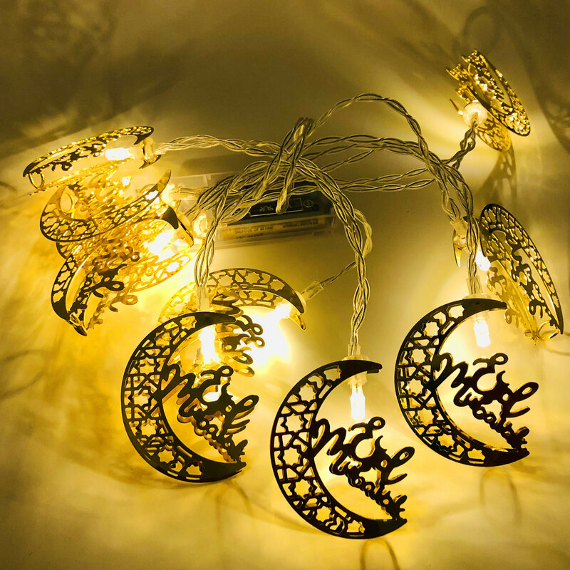 رمضان القمر ستار Led سلسلة الجنية أضواء عيد مبارك ديكور جارلاند سلسلة ضوء للمنزل الإسلام مسلم عيد ديكور عيد الميلاد