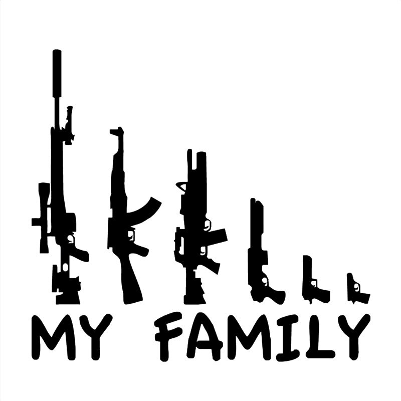 عائلتي بندقية ملصق بندقية بندقية سلاح الفينيل ملصقات الشارات مضحك ملصق مضاد للمياه ل نافذة السيارة الوفير