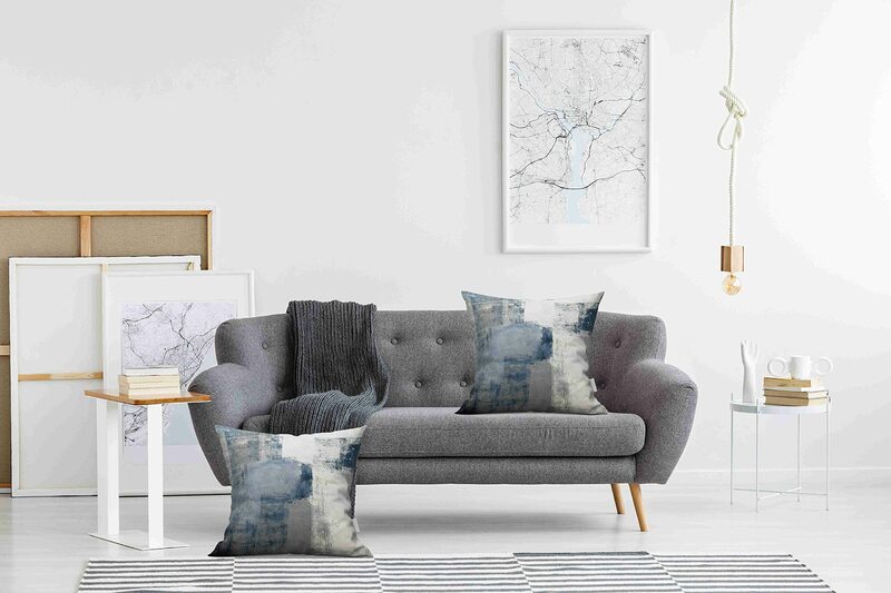 أغطية الوسائد الزخرفية ، الرسم الفني التجريدي ، ديكور المنزل الحديث مربع ، غطاء وسادة ، وسادة أريكة ، مجموعة من 2