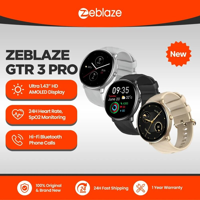 ساعة ذكية Zeblaze GTR 3 Pro تتصل بالصوت شاشة AMOLED 316L من الفولاذ المقاوم للصدأ للنساء