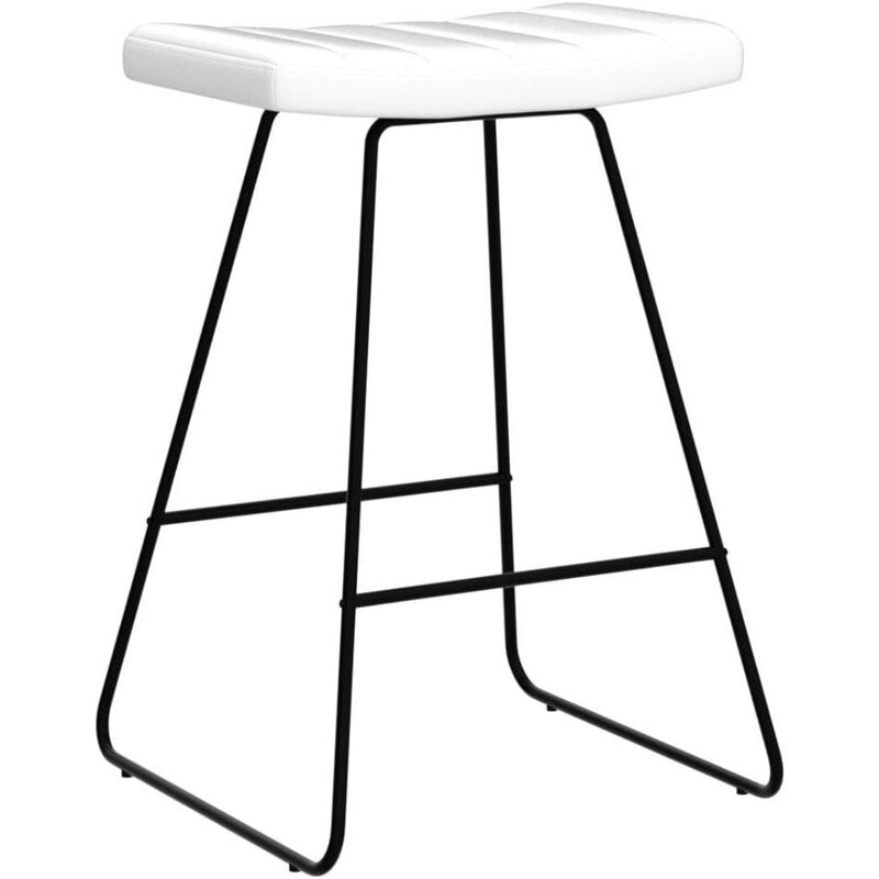 SICOTAS-مقاعد بار حديثة ، ارتفاع المنضدة ، مقعد سرج أبيض ، مقعد بار للمطبخ ، 24 بوصة ، مجموعة من 2