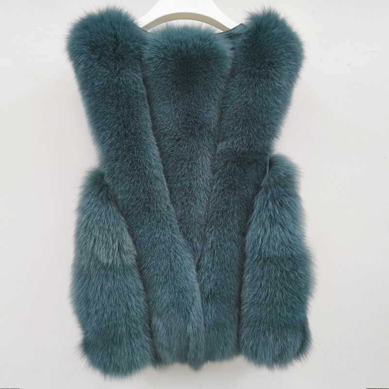 أحدث تصميم للأزياء النسائية الشتاء معطف الفرو الحقيقي عالية الجودة الطبيعية الثعلب الفراء سترة فاخرة الدافئة بلا أكمام 4 ألوان سترة