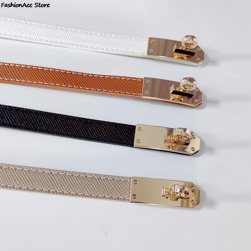 بولي Thin رقيقة حزام المرأة موضة اكسسوارات عادية تصميم فاخر حزام مشد الكورية قابل للتعديل مشبك معدني