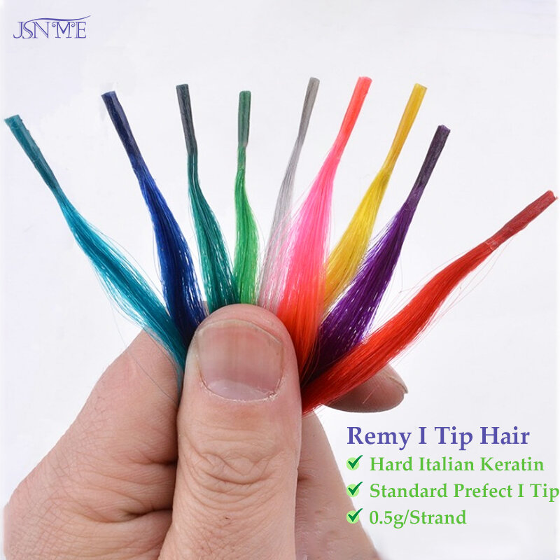 وصلات شعر JSNME I-Tip ، وصلات شعر طبيعية حقيقية ، أزرق أرجواني ووردي ، 613 لون ، 20 بوصة ، 100% شعر طبيعي