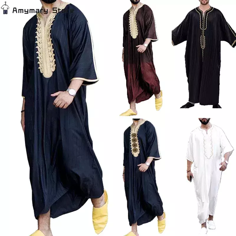 ثوب رجالي طويل الأكمام تي شيرت ، رداء إسلامي ، ملابس إسلامية ، رمضان جوبا ، قفطان ، دهش ، أرواب عربية ، تخفيضات كبيرة