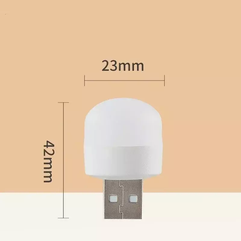 مصباح ليلي USB صغير مع سدادة ، حماية للعين ، قراءة الكتب ، الكمبيوتر ، شحن طاقة المحمول ، مصباح LED ، أبيض دافئ ، 1: 50