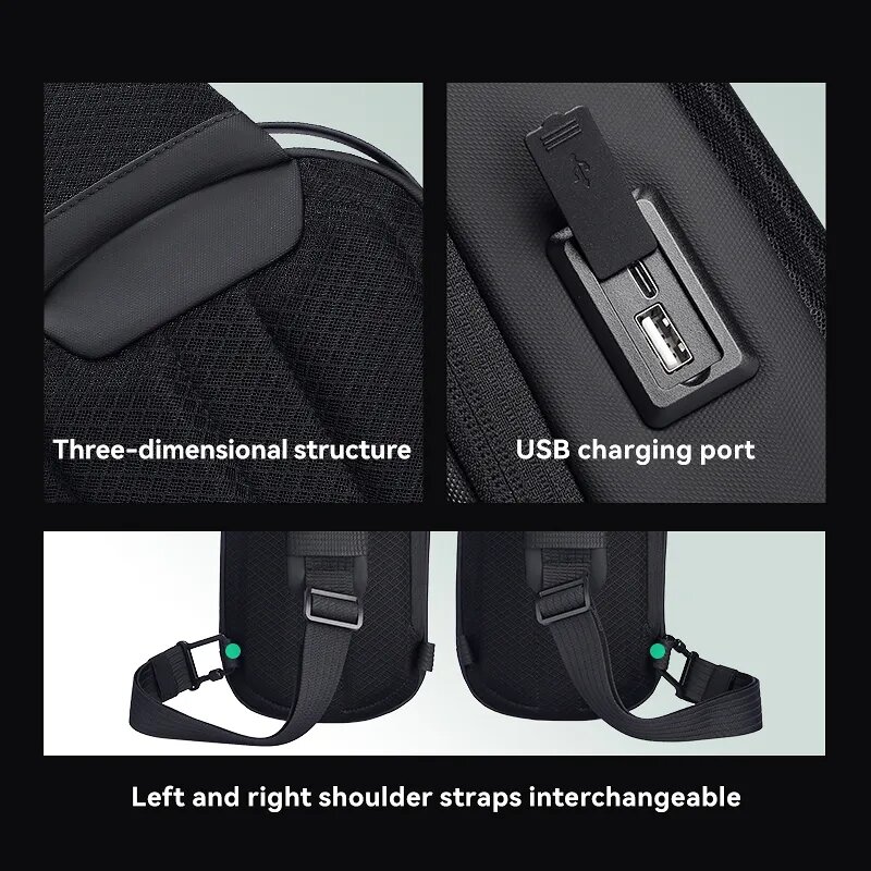 مارك ريدن-حقيبة كروس بودي USB متعددة الوظائف للرجال ، حقيبة كتف مقاومة للماء ، حبال السفر ، حزمة رسول ، إيفا
