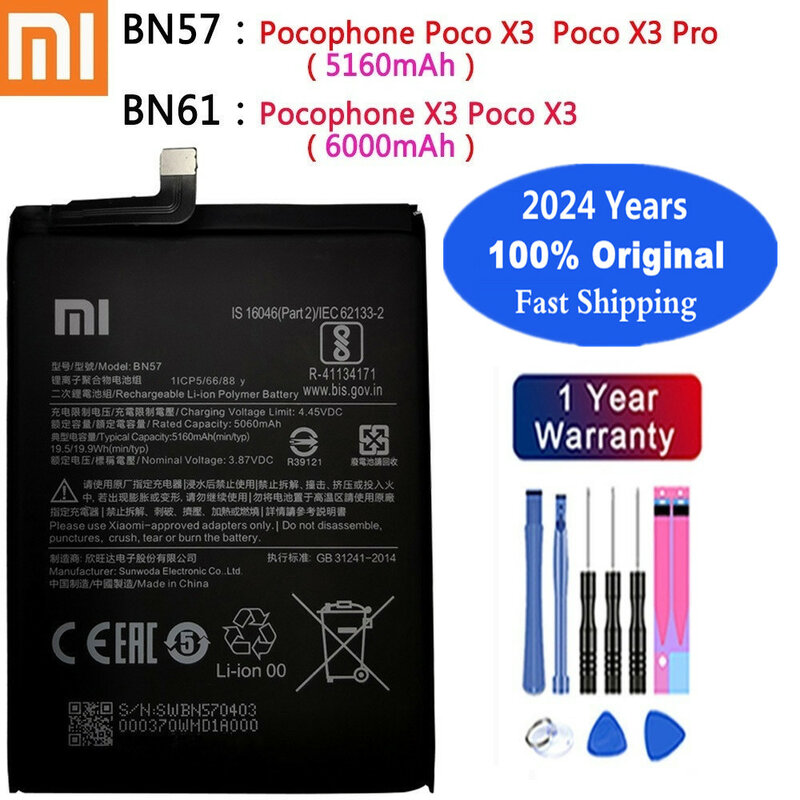 بطارية بديلة لسيارة Xiaomi-NFC ، BN57 ، BN61 ، بطارية لسيارة Xiaomi Pocophone X3 ، Poco X3 Pro ، أدوات ، أصلي ، سنوات