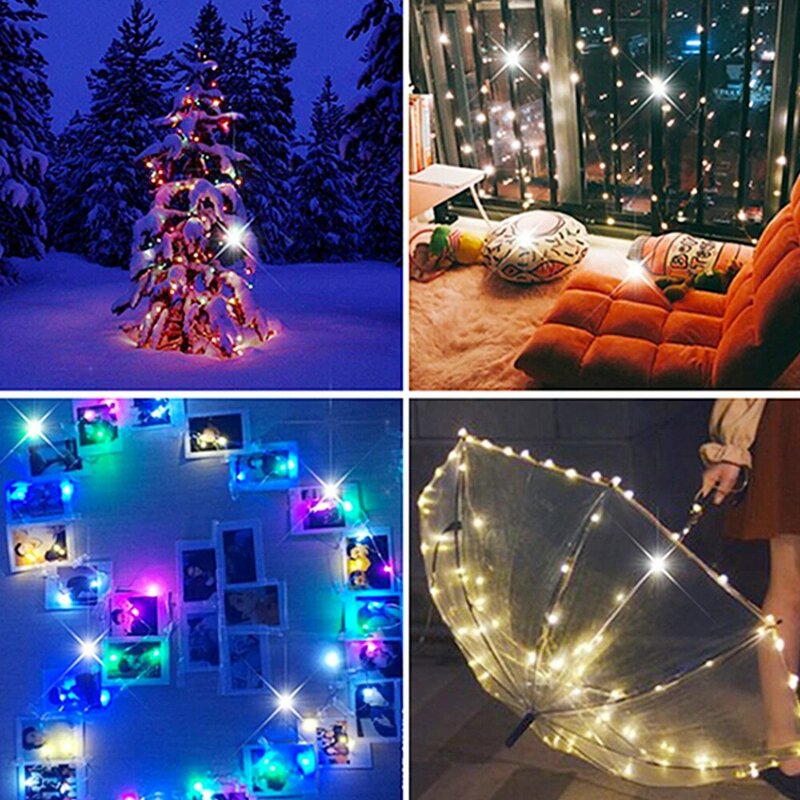 أسلاك النحاس LED سلسلة أضواء للديكور في الهواء الطلق ، الجنية جارلاند ، شجرة عيد الميلاد ، حفل زفاف ، عطلة الإضاءة ، 5 متر ، 3m ، 2 متر ، 1 متر