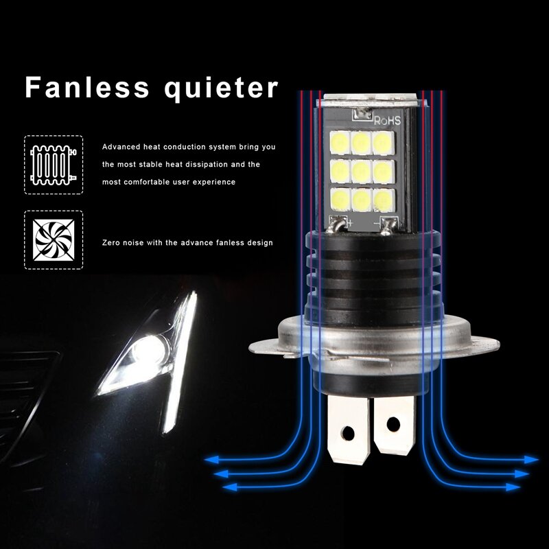 مصباح ضباب LED فائق السطوع ، إضاءة عالية ، مصابيح Smd ، مصباح Smd ، K ، استبدال المصباح ، 2400Lm
