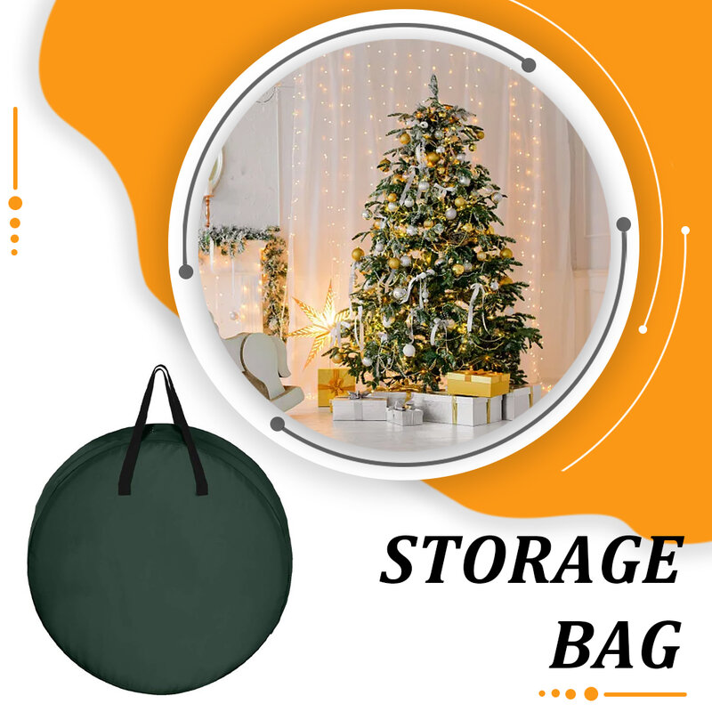 حقيبة تخزين مستديرة قابلة للطي لشجرة عيد الميلاد ، إكليل عيد الميلاد ، حقيبة تخزين للتخزين ، إكليل ، غطاء مقاوم للغبار ، أكياس تخزين منزلية