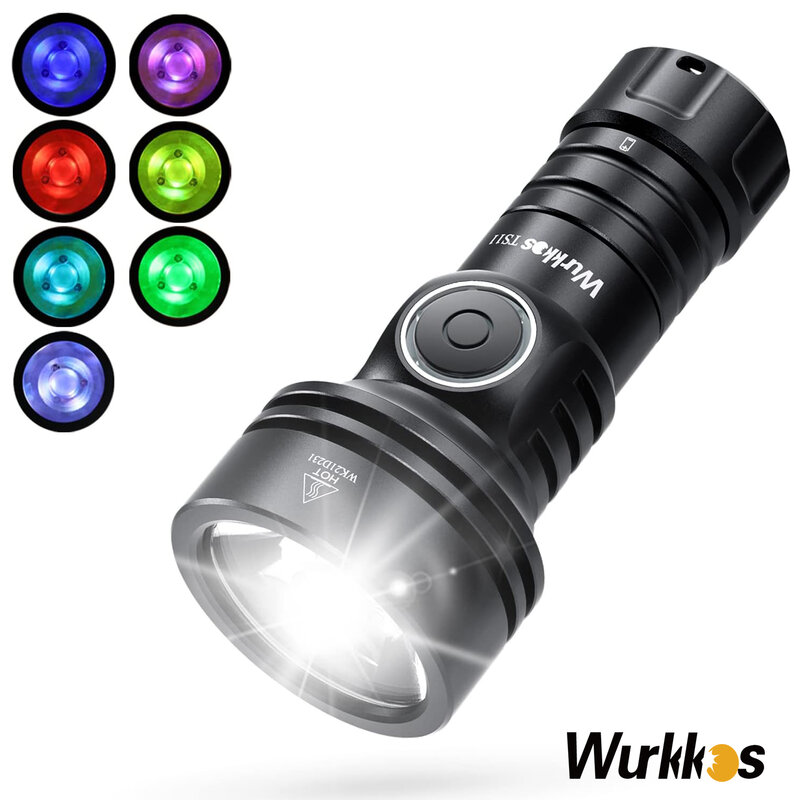 Wurkkos TS11 مصباح يدوي صغير 18350 USB C قابلة للشحن EDC SFT40 الشعلة قوية 2000LM RGB مساعد IP68 مقاوم للماء Anduril 2.0