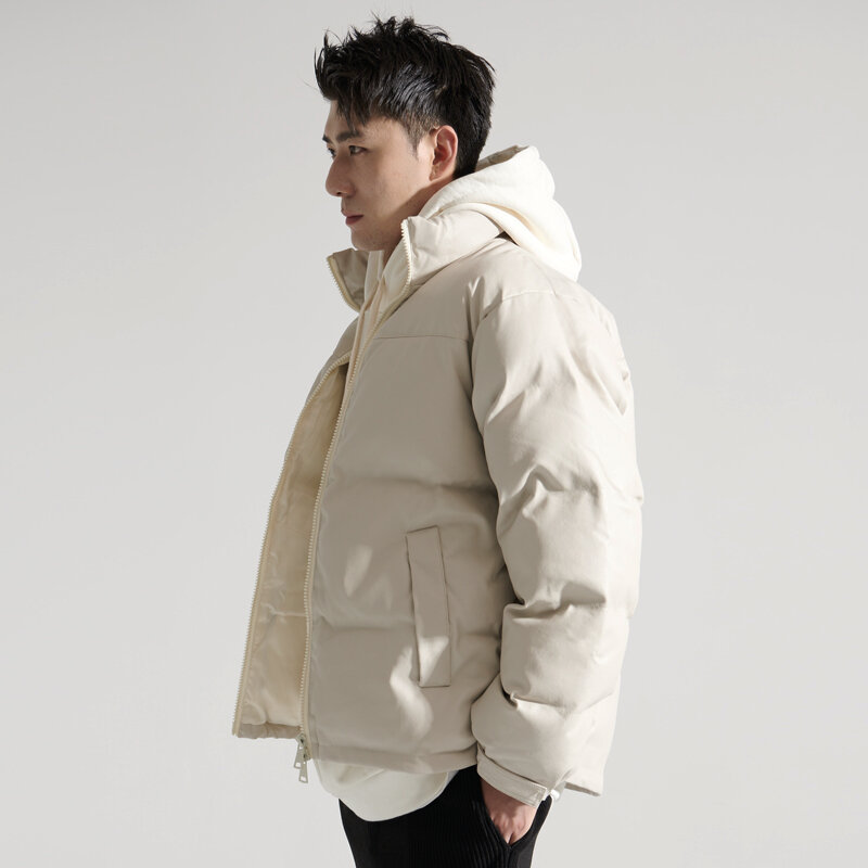 الرجال أسفل القطن معطف مبطّن الوقوف طوق معطف الشتاء سميكة قصيرة أسفل معطف الكورية نمط العصرية فضفاض